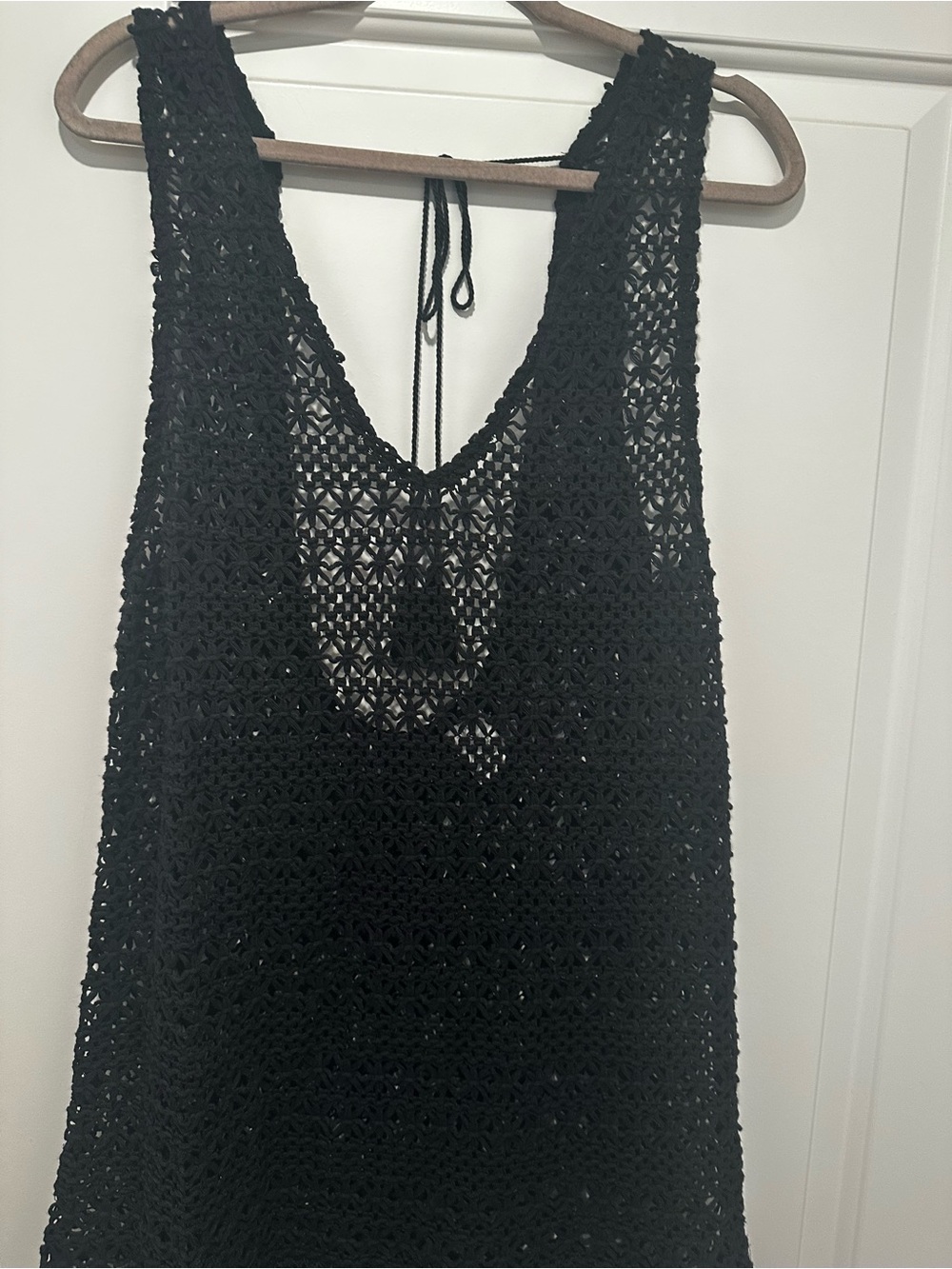 Shade & Shore Black Crochet Swim Cover-Up Tank